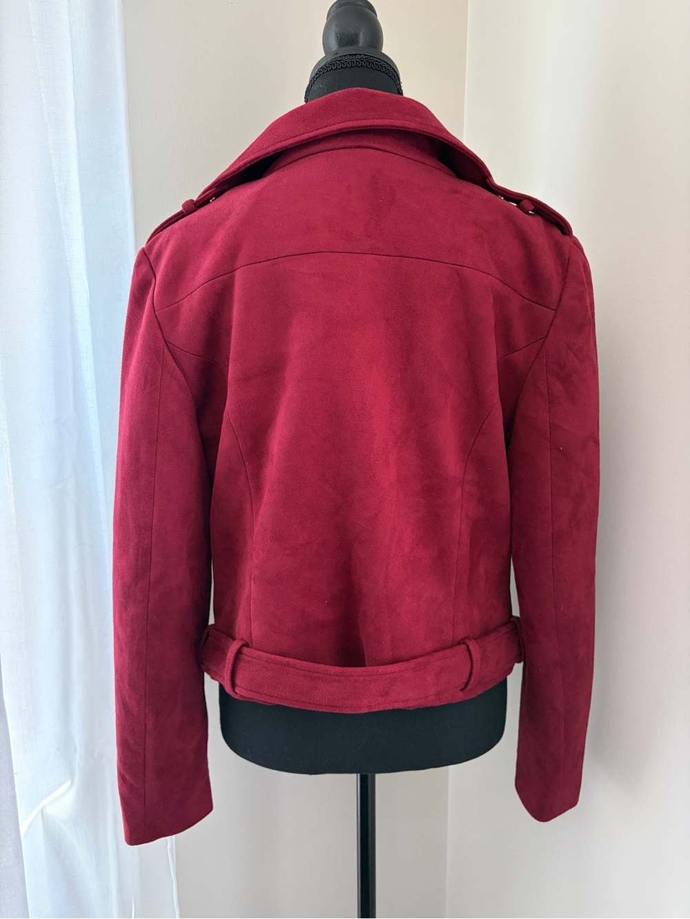 NWOT Romeo + Juliet Couture Faux Suede Moto Jacket in Red size L - Picture 5 of 6